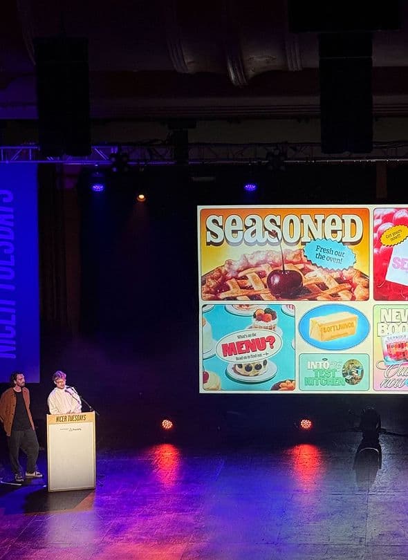 Koto team speaking at Nicer Tuesdays about the Seasoned project.