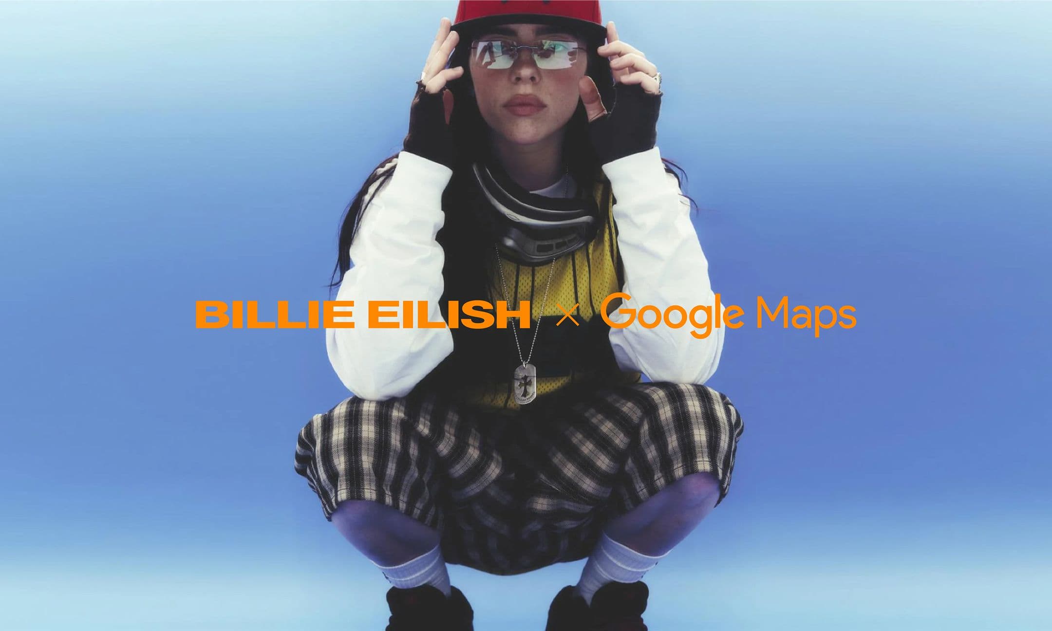 Billie Eilish x Google Maps collab graphic.