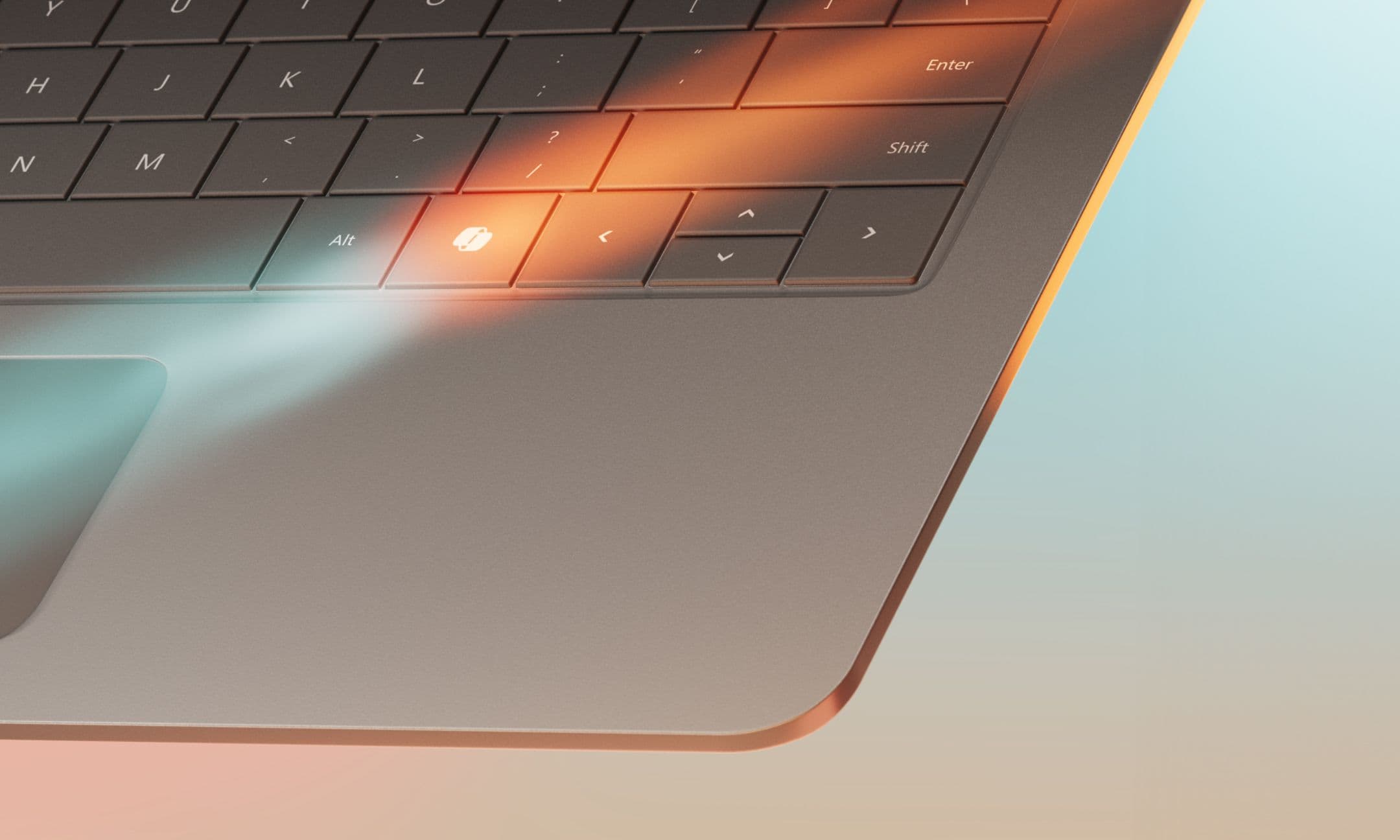 Close-up of the Copilot key on a laptop keyboard.