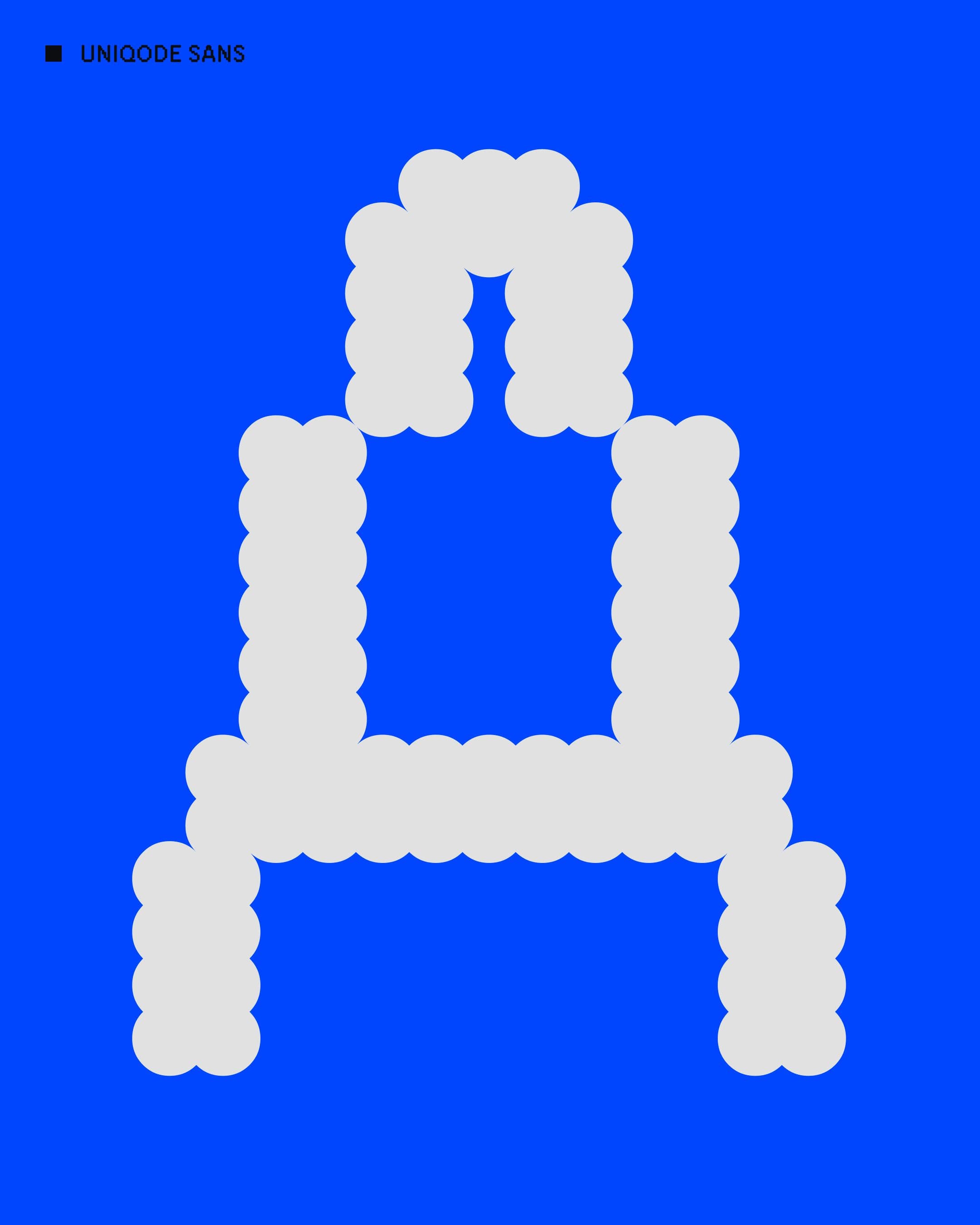 The letter A in the typeface Uniqcode Sans.