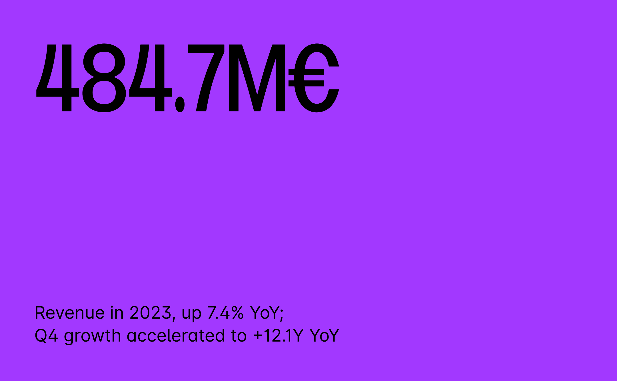 Key stat: €484.7M revenue in 2023, up 7.4% year-over-year, with Q4 growth of 12.1%.